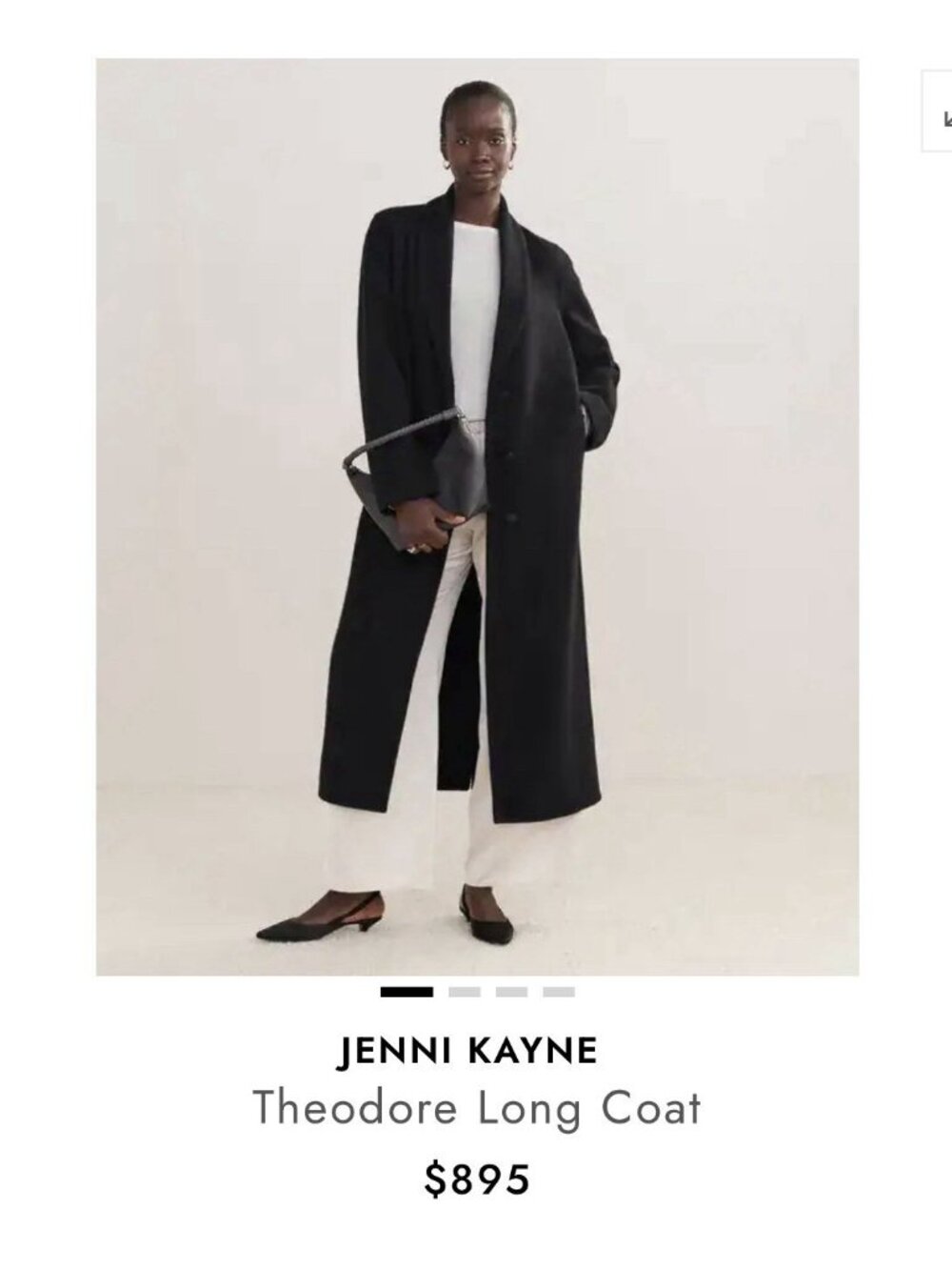 JENNI KAYNE Theodore Black Long Coat W Buttons Sweater Sz L Large $895